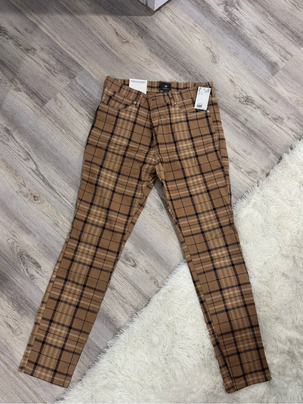 H&M Brown Plaid Chinos